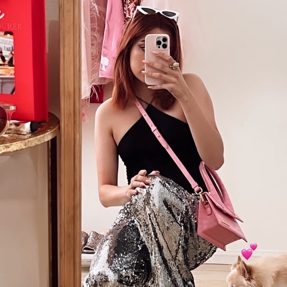 FOREVER 21 Silver Sequin Wide Leg Pants (Sz M) - Picture 6 of 6